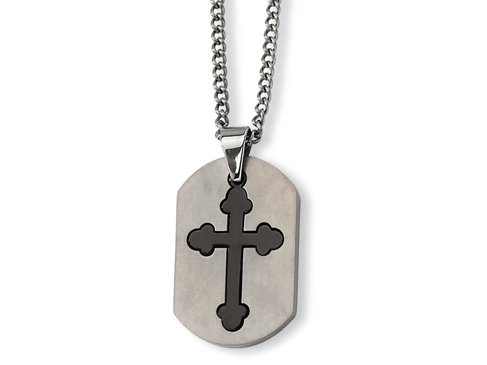 Chisel Stainless Steel Black Plated Cross Necklace - 22 inches