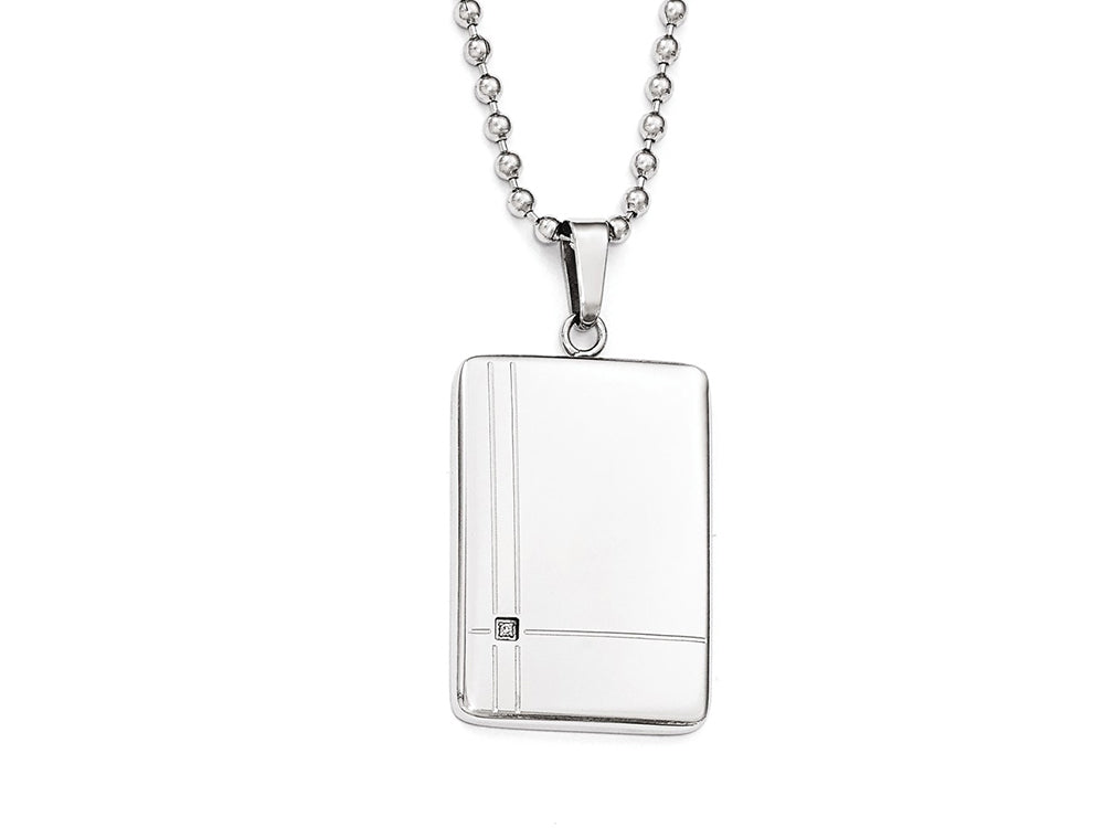 Chisel Stainless Steel Polished CZ Necklace