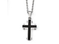 Chisel Stainless Steel Polished Black Ip-plated Cross Necklace