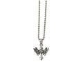 Chisel Stainless Steel Polished And Antiqued Cross W/wings Necklace