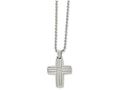 Chisel Stainless Steel Polished And Brushed CZ Cross Necklace