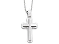 Chisel Stainless Steel Polished And Brushed Cross Necklace