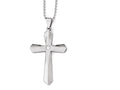 Chisel Stainless Steel Polished And Brushed CZ Cross Necklace
