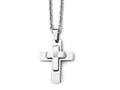 Chisel Stainless Steel Polished CZ Cross Necklace