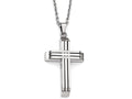 Chisel Stainless Steel Brushed And Polished Cross Necklace