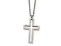 Chisel Stainless Steel Brushed And Polished Cut-out Cross Necklace