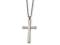 Chisel Stainless Steel Brushed And Polished Cross Necklace