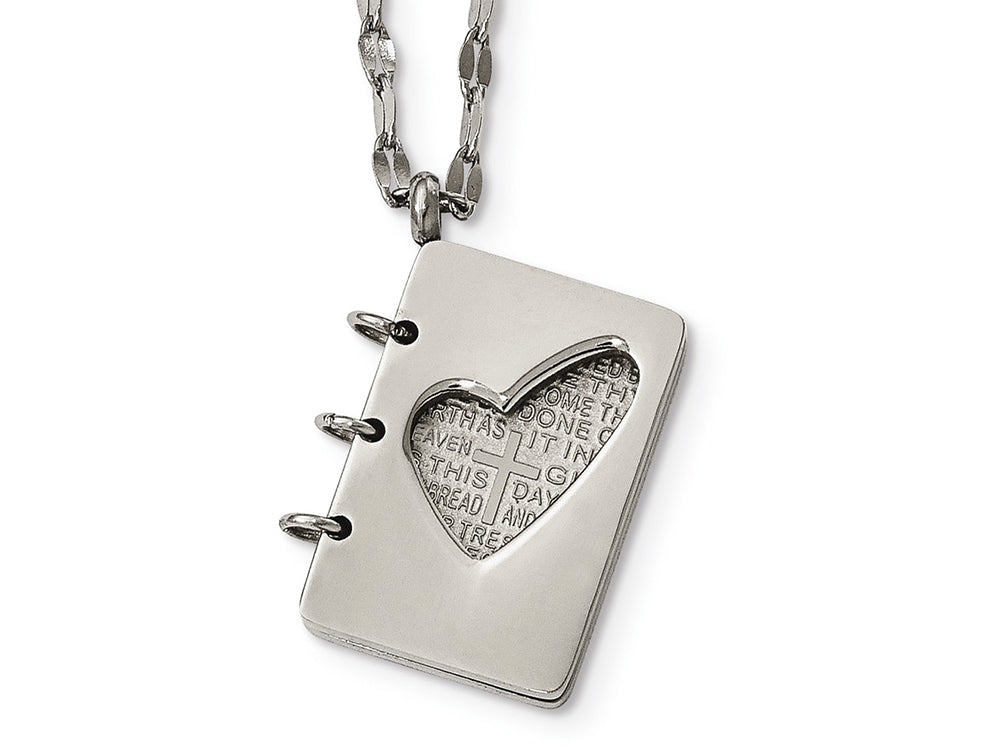 Chisel Stainless Steel Brushed And Polished Lord's Prayer Necklace