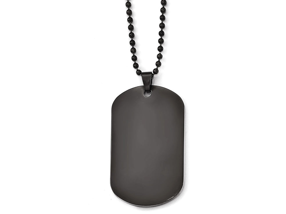 Chisel Stainless Steel Polished Black Ip Dog Tag Necklace