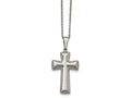 Chisel Stainless Steel Polished Medium Pillow Cross Necklace