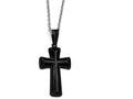 Chisel Stainless Steel Polished Black Ip-plated Medium Pillow Cross Necklace