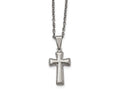 Chisel Stainless Steel Polished Small Cushion-Cut Cross Necklace