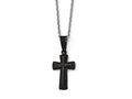 Chisel Stainless Steel Polished Black Ip Small Pillow Cross Necklace