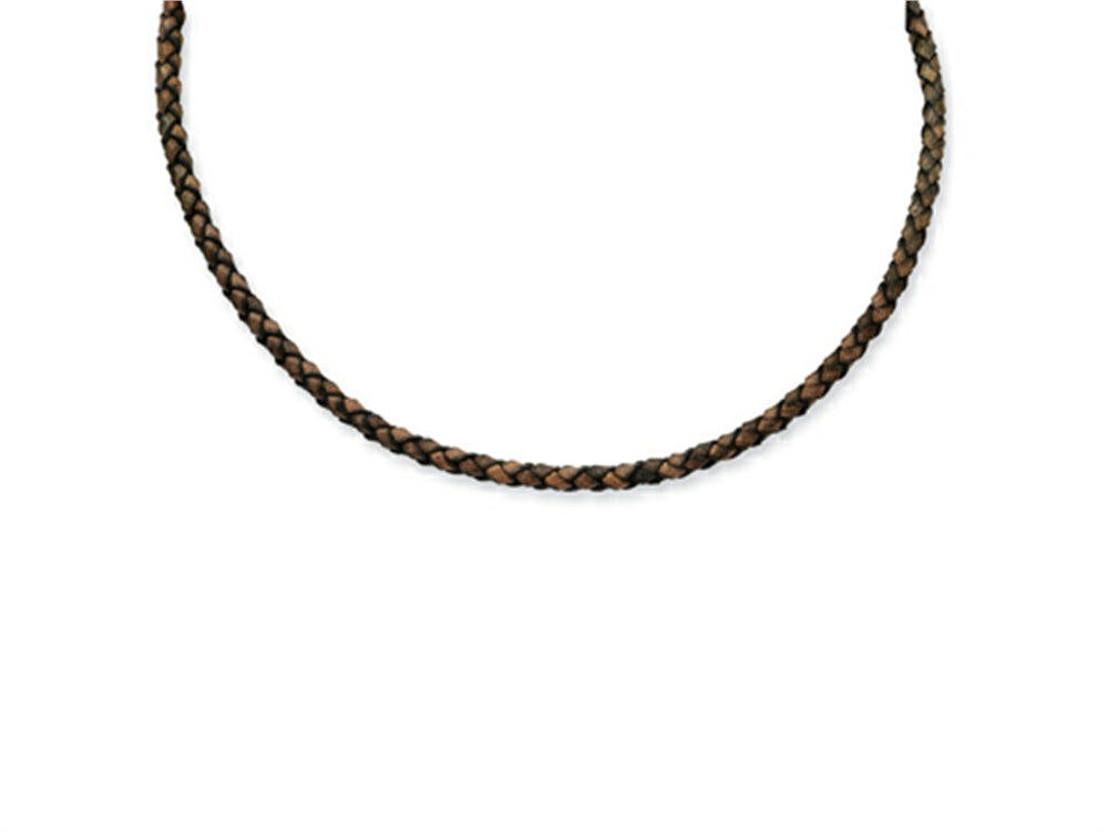 Chisel 4mm Genuine Leather Hexagon Weave Necklace - 20 inches
