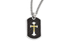 Chisel Stainless Steel Carbon Fiber Gold Ip-plated D/c Cross Necklace