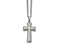 Chisel Stainless Steel Polished Cushion-Cut Cross Necklace