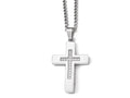 Chisel Stainless Steel Polished CZ Cross Necklace