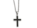 Chisel Stainless Steel Polished And Textured Black Ip-plated Cross Necklace