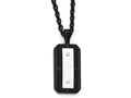 Chisel Stainless Steel Brushed Polished Black Ip-plated Dog Tag Necklace
