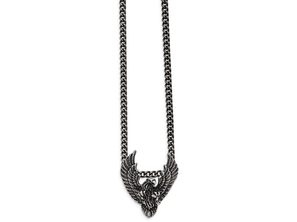 Chisel Stainless Steel Polished And Antiqued Eagle Necklace