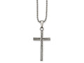 Chisel Stainless Steel Polished And Textured Cross Necklace