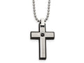 Chisel Stainless Steel Brushed And Polished Black CZ Black Ip Cross Necklace