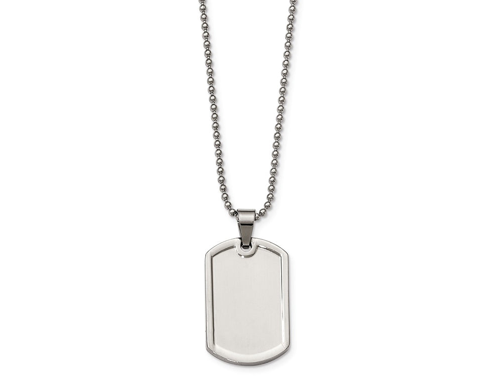 Chisel Stainless Steel Polished Dog Tag Necklace