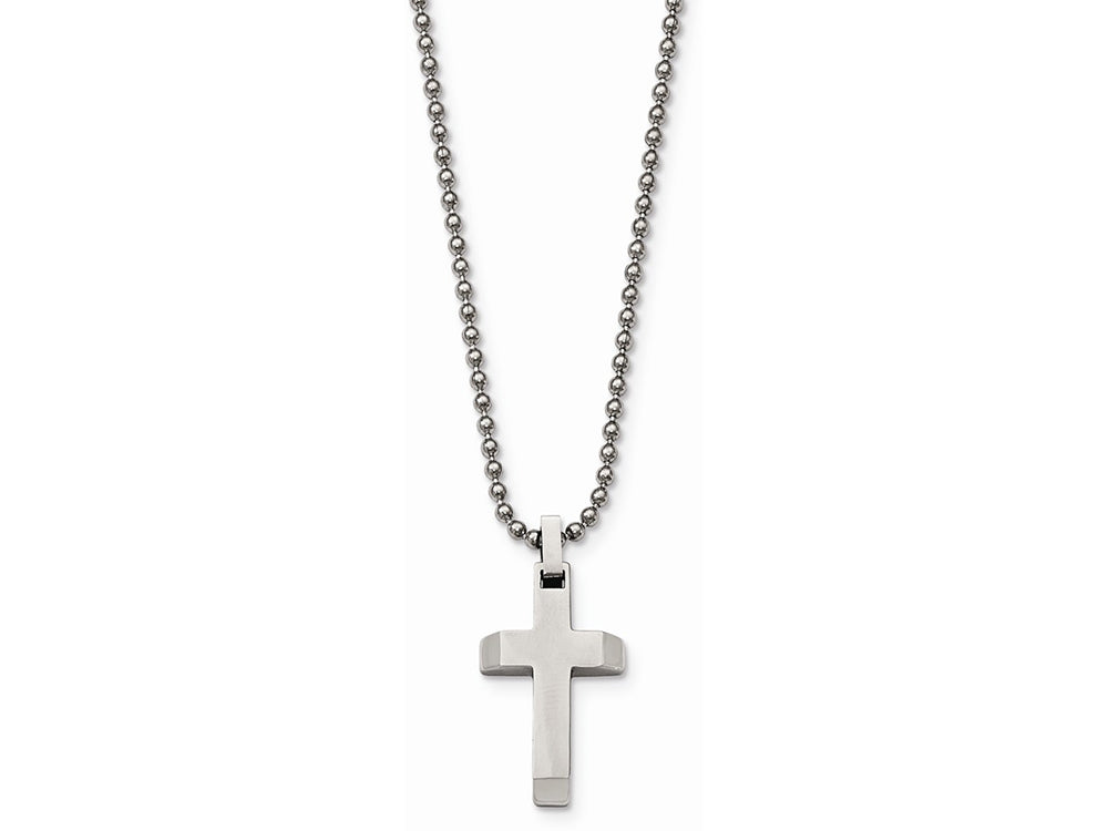 Chisel Stainless Steel Polished Cross Necklace