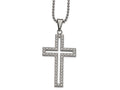 Chisel Stainless Steel Polished CZ Cross Necklace
