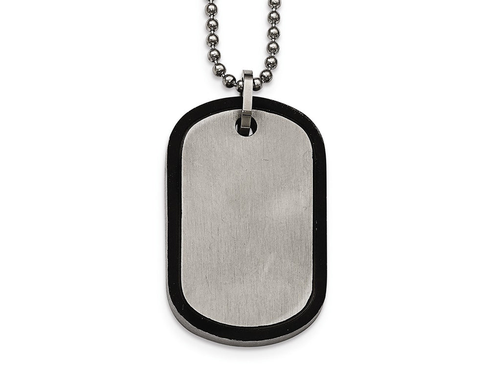 Chisel Stainless Steel Brushed Black Ip Edged Dogtag Necklace