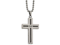 Chisel Stainless Steel Polished Black Ip Cable Dad Cross Necklace
