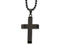 Chisel Stainless Steel Brushed and Polished Black Ip-plated Cross Necklace