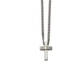 Chisel Stainless Steel Brushed And Polished Cross Necklace