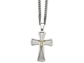 Chisel Stainless Steel Brushed and Polished Yellow Ip-plated Crucifix Necklace