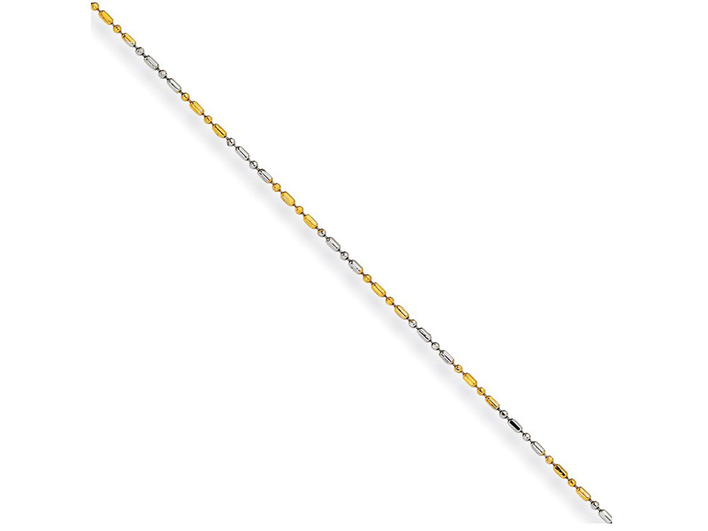 Chisel White and Yellow Rhodium Over Brass 1.20mm 2 Color Plated Fancy Chain Necklace
