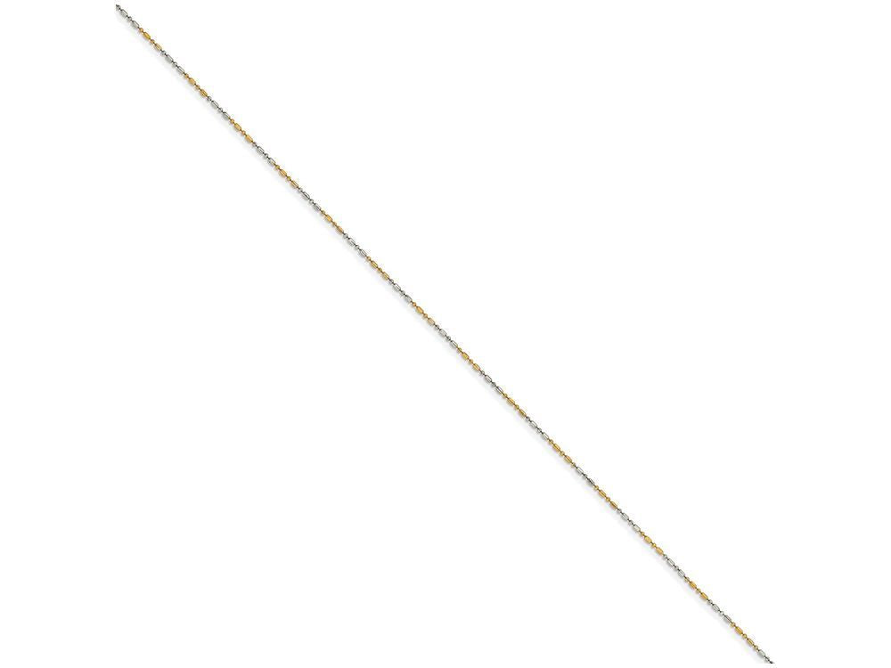 Chisel White and Yellow Rhodium over Brass 1.20mm 2 color plated Fancy Chain Necklace - 18 inches