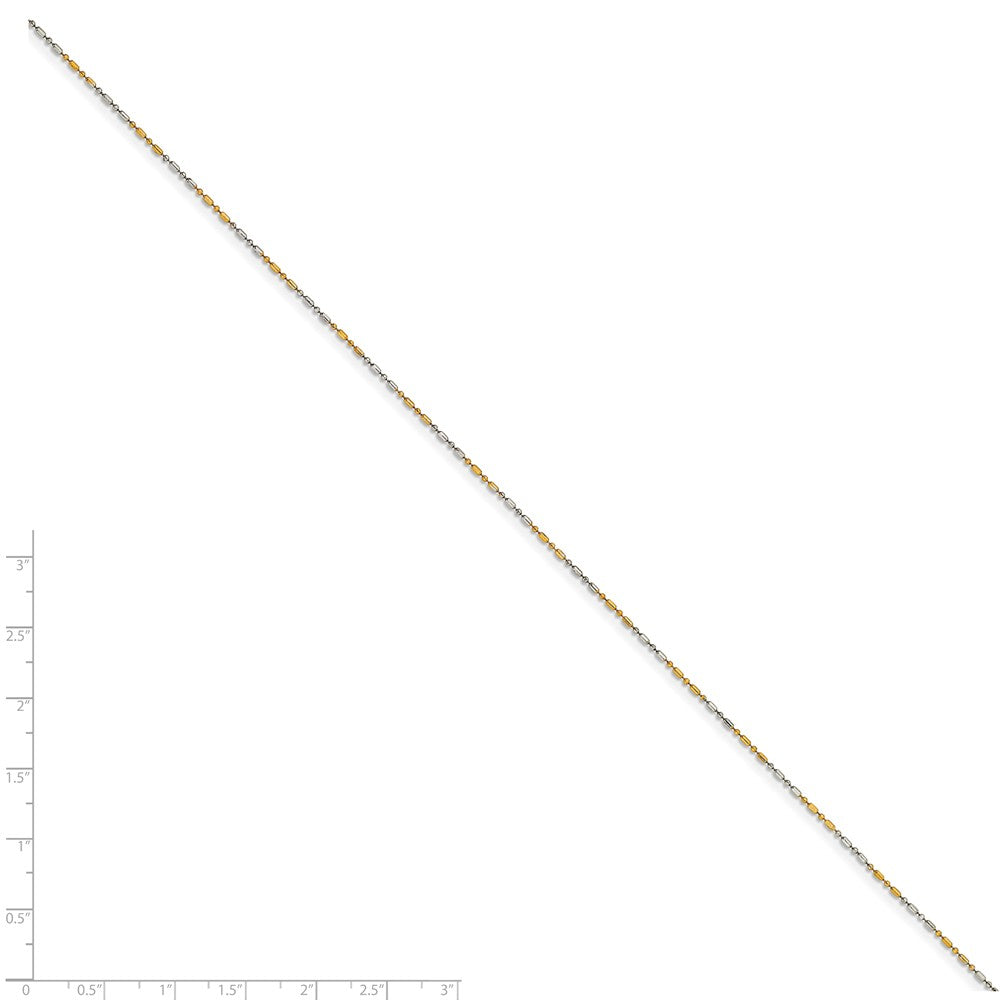 Chisel White and Yellow Rhodium over Brass 1.20mm 2 color plated Fancy Chain Necklace - 24 inches
