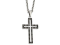 Chisel Stainless Steel Polished Black CZ Cross Necklace