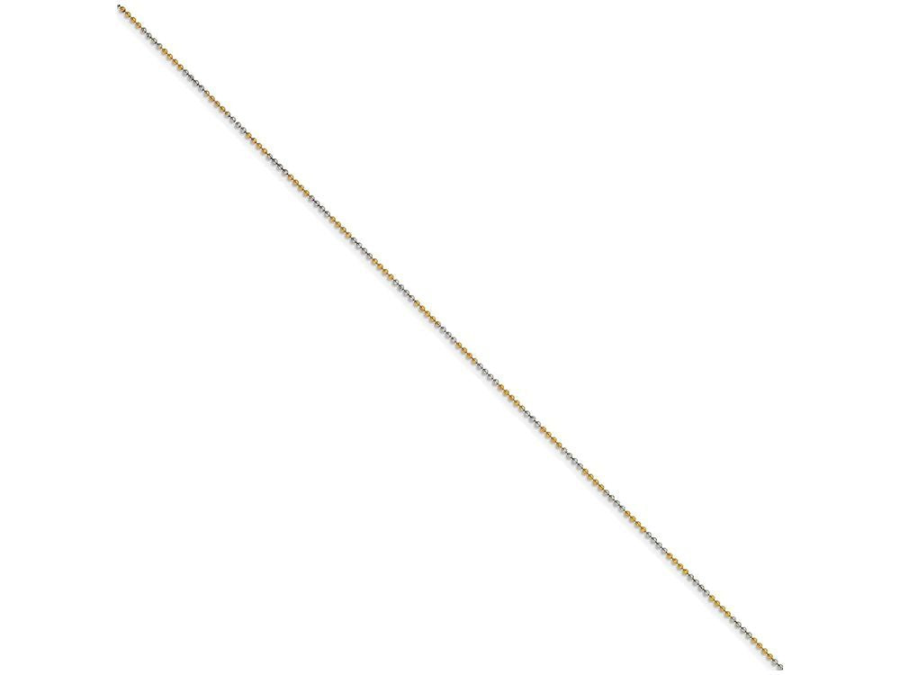 Chisel White and Yellow Rhodium over Brass 1.5mm 2 color plated Ball Chain Necklace - 16 inches