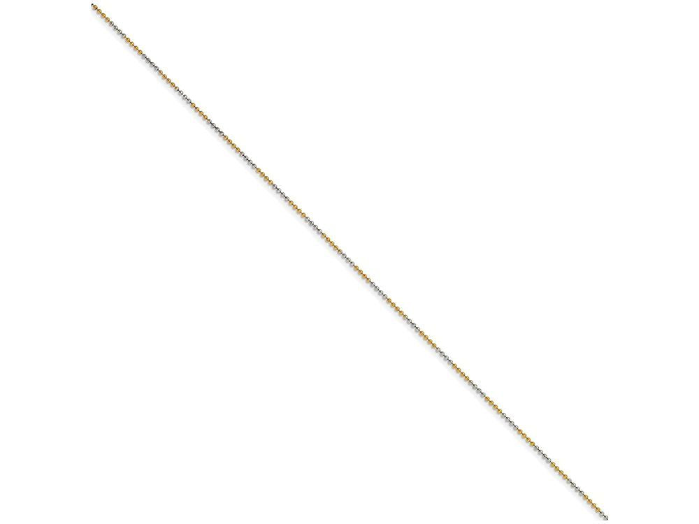 Chisel White and Yellow Rhodium over Brass 1.5mm 2 color plated Ball Chain Necklace - 18 inches