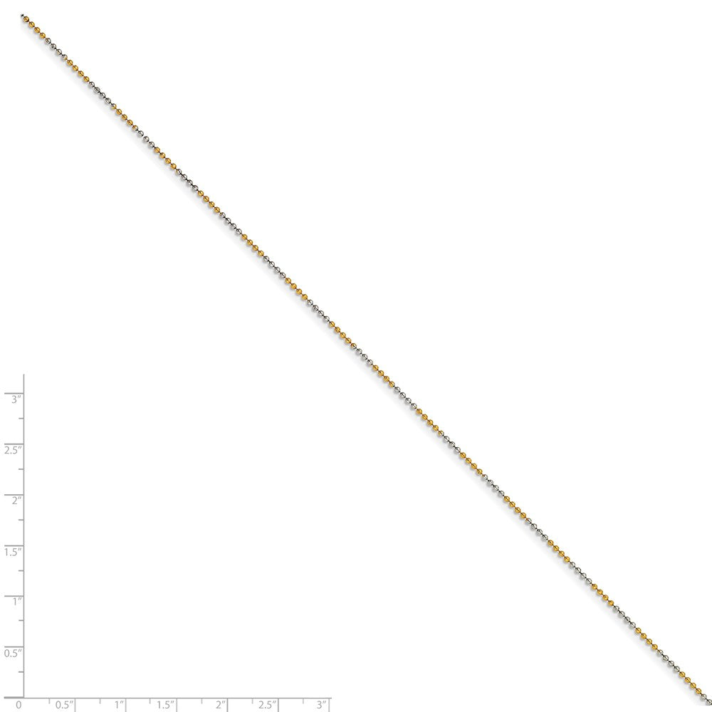 Chisel White and Yellow Rhodium over Brass 1.5mm 2 color plated Ball Chain Necklace - 20 inches