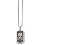 Chisel Stainless Steel Polished And Brushed Laser Cut Skull and Bones 24in Necklace