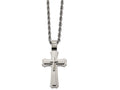 Chisel Stainless Steel Brushed And Polished Triple Layer Cross Necklace