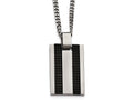 Chisel Stainless Polished and Textured Black Ip-plated  Dog Tag Necklace