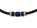 Chisel Stainless Steel Brushed/polished Blk Ip Blue Ip Blk Rubber Blk Leather Necklace
