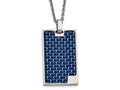 Chisel Stainless Steel Polished With Blue Carbon Fiber Dog Tag Necklace
