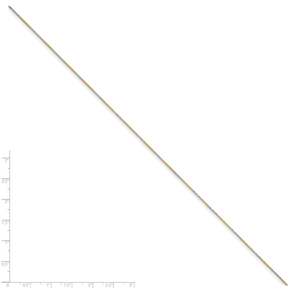 Chisel White and Yellow Rhodium over Brass 0.85mm 2 color plated Fancy Chain Necklace - 16 inches