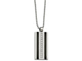 Chisel Stainless Steel Polished And Laser Cut Black Ip CZ Necklace