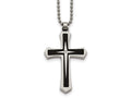 Chisel Stainless Steel Brushed And Polished Black Ip CZ Cross Necklace