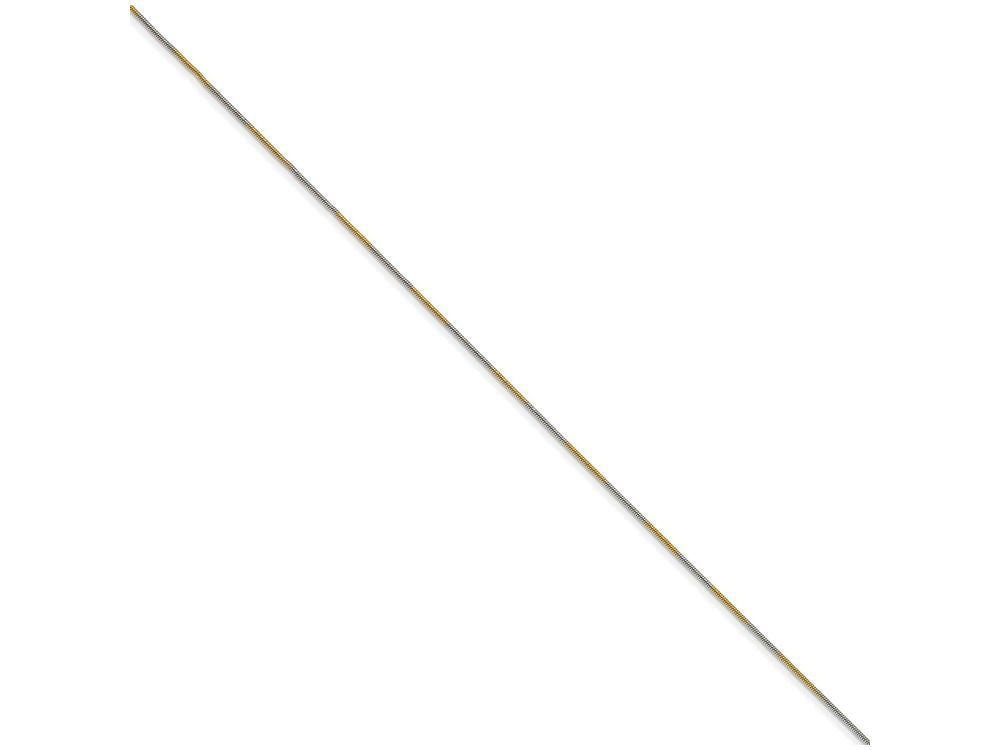 Chisel White and Yellow Rhodium over Brass 1mm 2 color plated Snake Chain Necklace - 16 inches